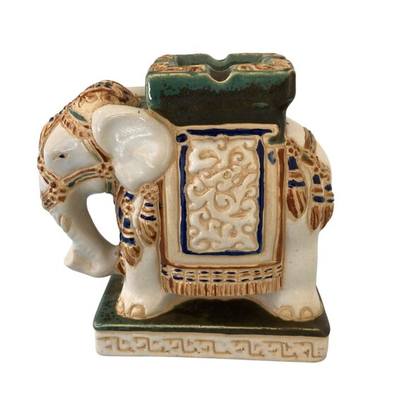 Vintage Chinoiseries Elephant Ashtray MCM Hollywood Regency Decor Mid Century - Picture 1 of 9